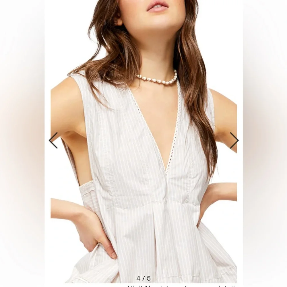NWOT Free People Good Feels Striped Peplum Top Sz medium sleeveless summer - Picture 2 of 15